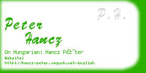 peter hancz business card